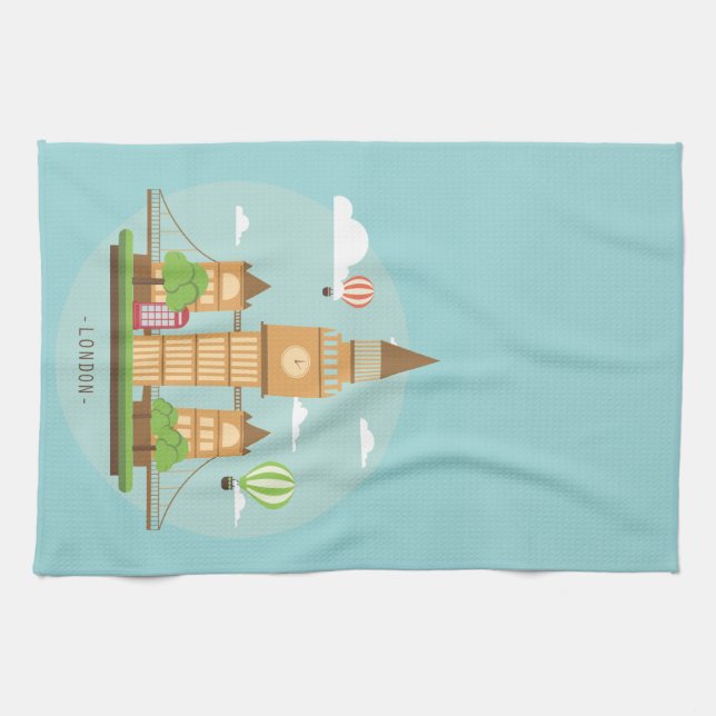 Toalla de cocina con tema Londres Inglaterra (Horizontal)