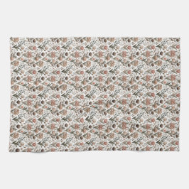 Toalla de cocina con tulipanes en tonos neutros de