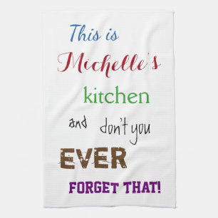 Toalla de cocina conocida de encargo tipográfica