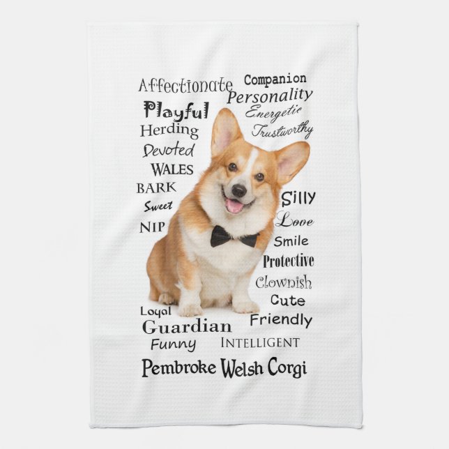 Toalla de cocina Corgi Traits (Vertical)