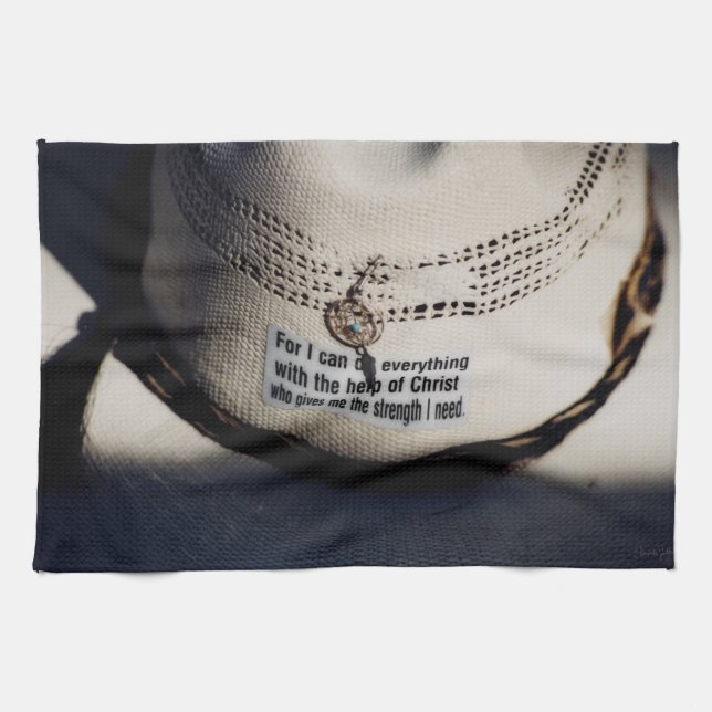 Toalla de cocina cristiana del vaquero (Horizontal)