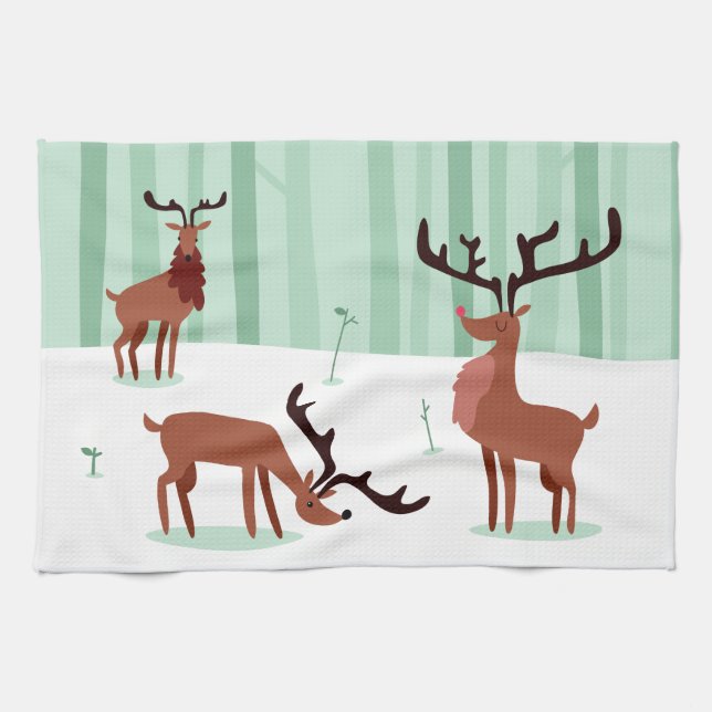 Toalla de cocina Cute Reindeers (Horizontal)