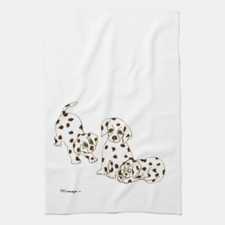 Toalla de cocina dálmata blanca de los perritos
