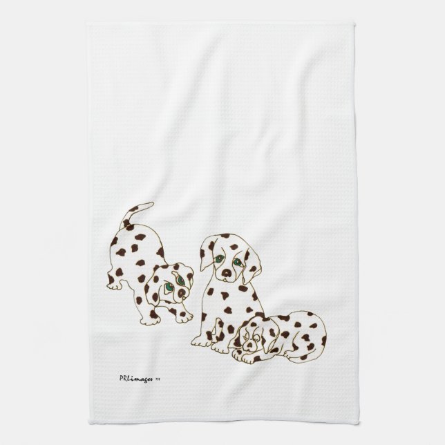 Toalla de cocina dálmata blanca de los perritos (Vertical)