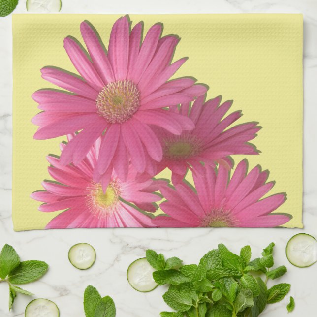Toalla de cocina - Dark Pink Gerbera Daisies (Doblado)