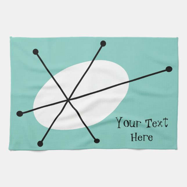 Toalla de cocina Dazzle Blue Text (Horizontal)