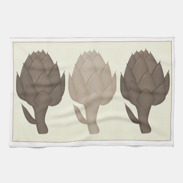 Toalla de cocina de 3 alcachofas (Horizontal)
