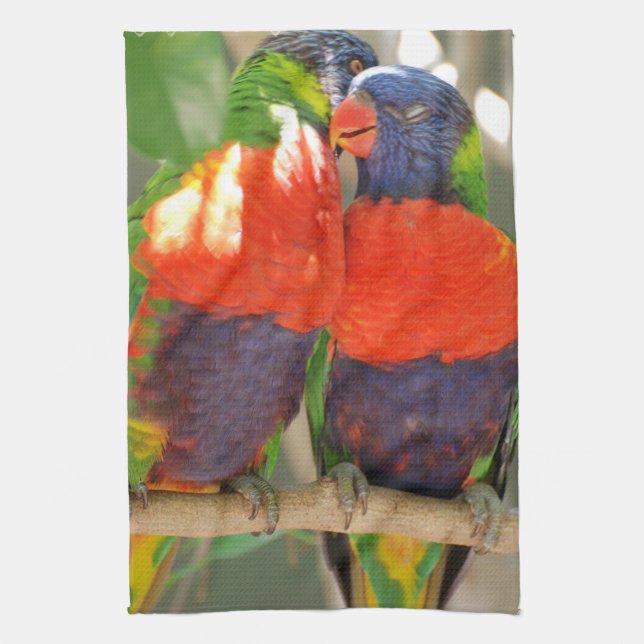 Toalla de cocina de abrazo de Lorikeets (Vertical)