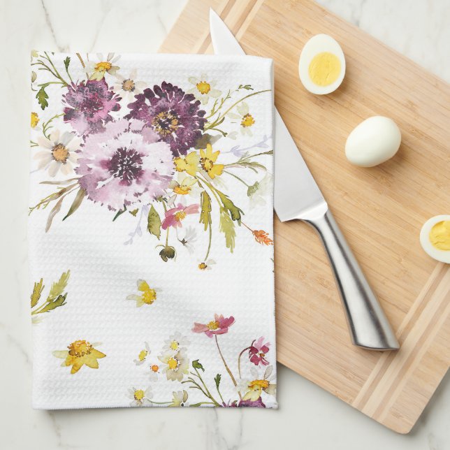 Toalla de cocina de acuarela floral (Doblado Cuarto)