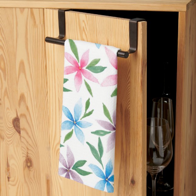Toalla de cocina de acuarela floral (Pliegue de tercios)