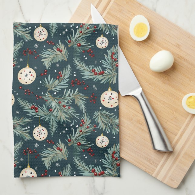 Toalla de cocina de adornos navideños de las Berri (Doblado Cuarto)