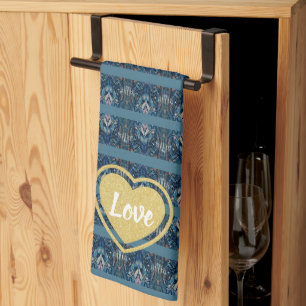 Toalla de cocina de amor BlueStripe del poeta Adie