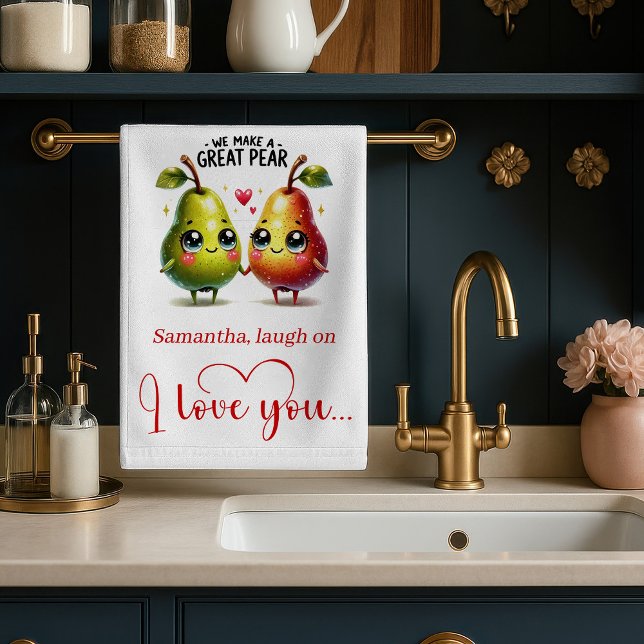 Toalla de cocina de amor divertido personalizada (Personalized Funny Love Food Kitchen Towel)