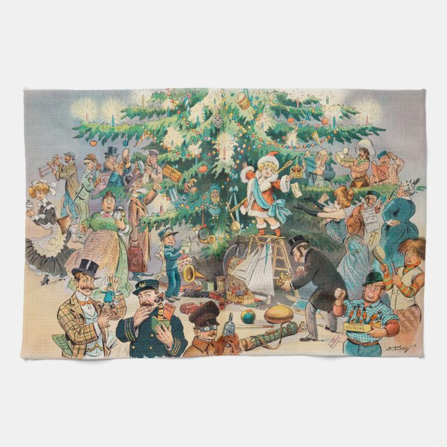 Toalla de cocina de árbol de Navidad (1902) (Horizontal)