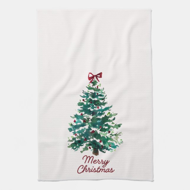 Toalla de cocina de árbol de Navidad alegre (Vertical)