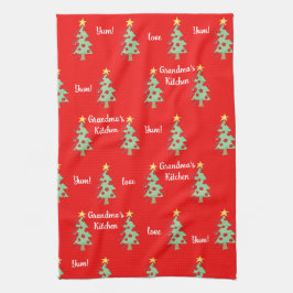 Toalla de cocina de árbol de Navidad en la cocina 