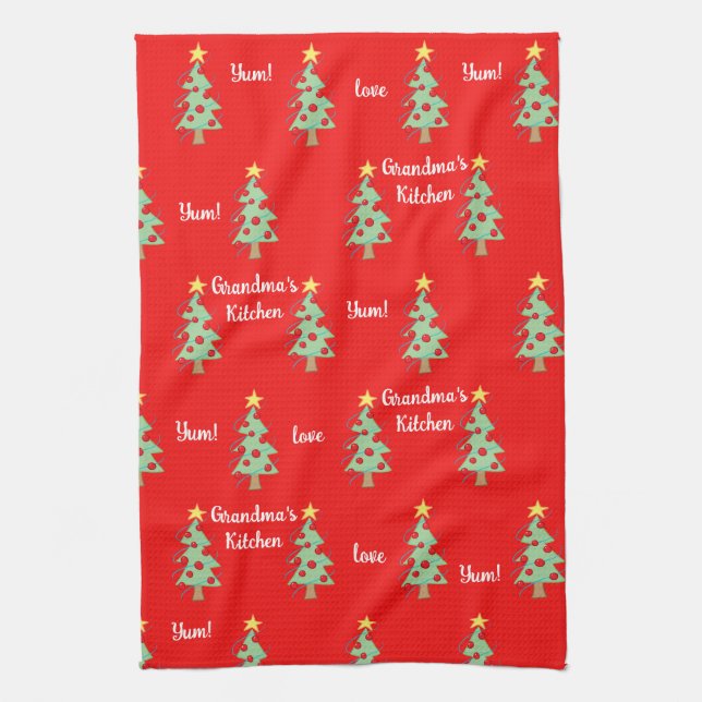 Toalla de cocina de árbol de Navidad en la cocina  (Vertical)