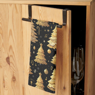 Toalla de cocina de árbol de navidad inspirada en 