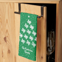 Toalla de cocina de árbol de navidad verde resqueb