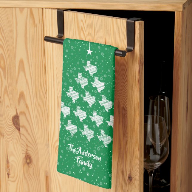Toalla de cocina de árbol de navidad verde resqueb (Pliegue de tercios)