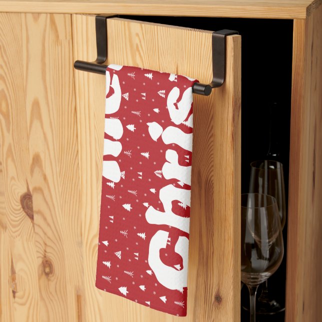 Toalla de cocina de árboles de Navidad y copas de  (Pliegue de tercios)