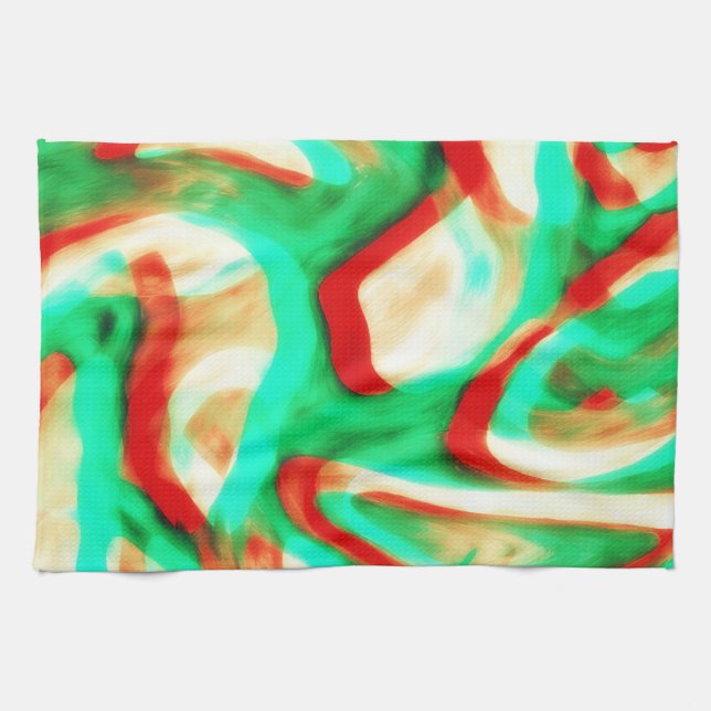Toalla de cocina de arte abstracto de ondas tonos  (Horizontal)