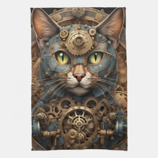 toalla de cocina de arte de IA de gato al vapor az