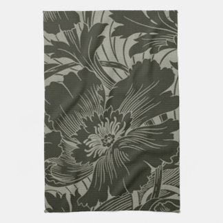 Toalla de cocina de arte de la línea de flores neg