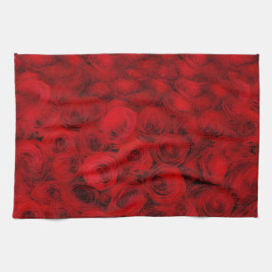 Toalla de cocina de arte de rosas rojas oscuras
