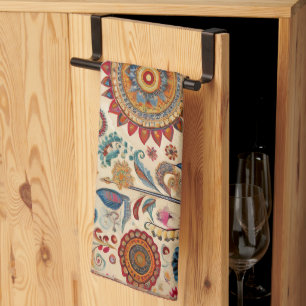 Toalla de Cocina de Arte Folclórico Flor de Niño