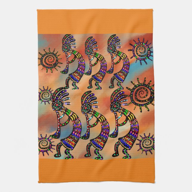Toalla de cocina de arte Kokopelli (Vertical)