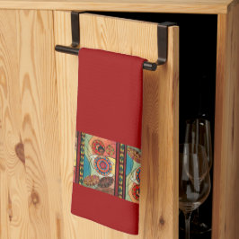 Toalla de cocina de arte tradicional etíope rojo