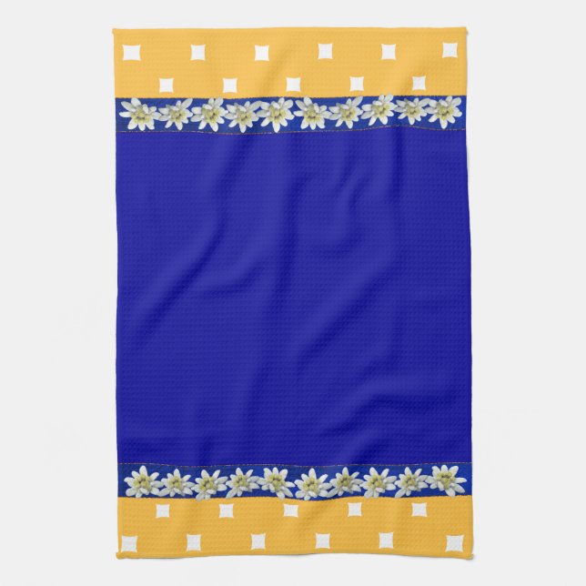 Toalla de cocina de bonito azul y amarillo edelwei (Vertical)