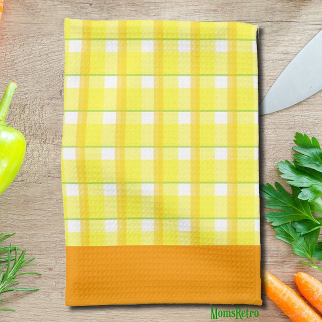 Toalla de cocina de borde amarillo y Naranja (Yellow Plaid Pattern kitchen towel)
