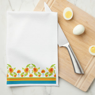 Toalla de cocina de borde de marigoles de estilo c