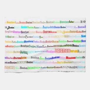 Toalla de cocina de Boston Text Design II