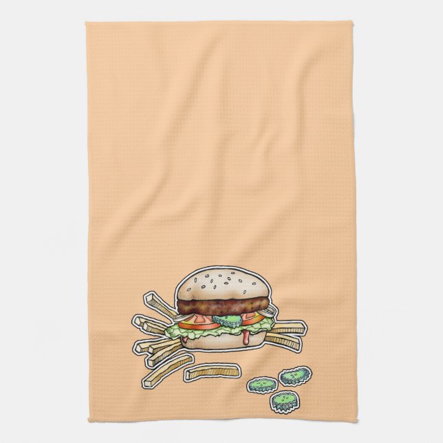 TOALLA DE COCINA DE BURGER Y FRIES (Vertical)