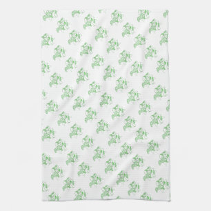 Toalla de cocina de caballos de Dala verde y blanc