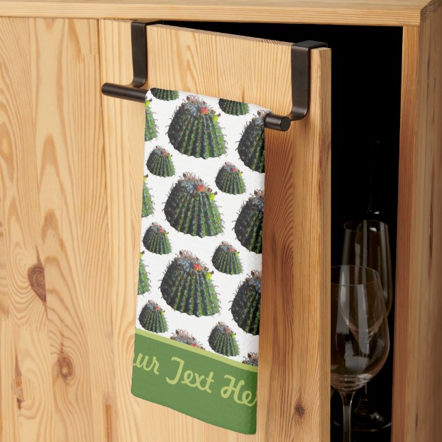 Toalla de cocina de Cactus - Personalización opcio (Pliegue de tercios)