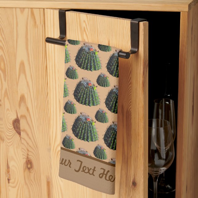 Toalla de cocina de Cactus - Personalización opcio (Pliegue de tercios)