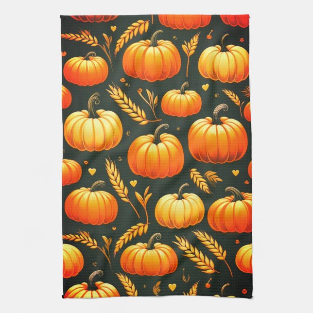 Toalla de cocina de calabaza y trigo (Vertical)