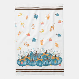 Toalla de cocina de calabazas azules de otoño colo