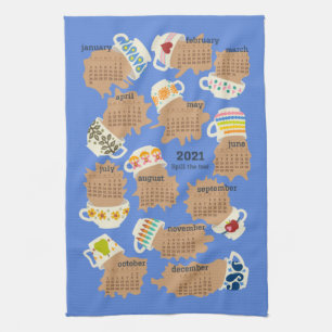 Toalla de cocina de calendario de té 2021