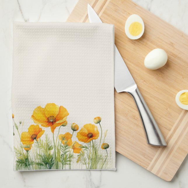 Toalla de cocina de Californian Poppies (Doblado Cuarto)