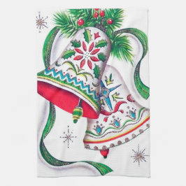 toalla de cocina de campanas de Navidad retro vint