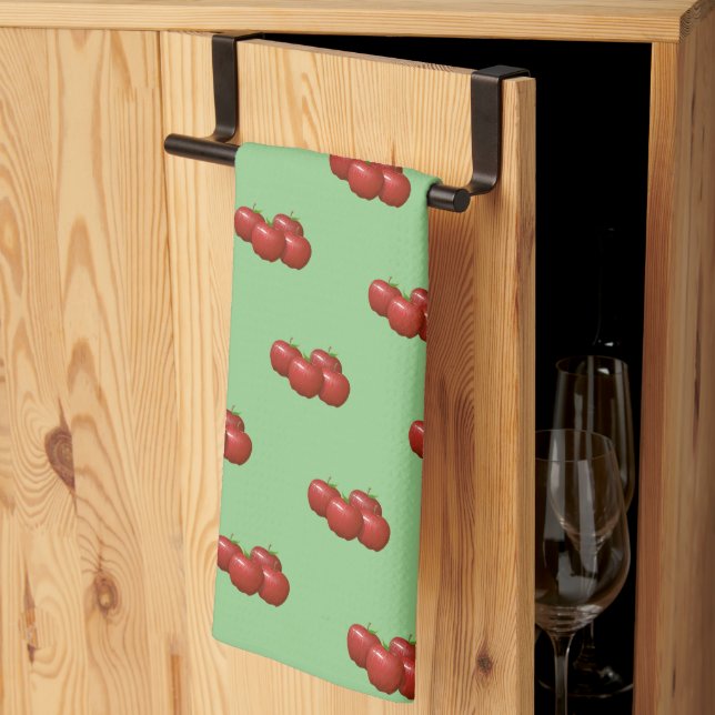 Toalla de cocina de campo verde con manzanas (Pliegue de tercios)
