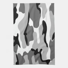 Toalla de cocina de camuflaje gris y negro