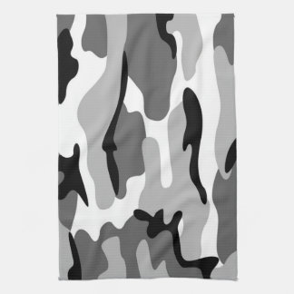 Toalla de cocina de camuflaje gris y negro