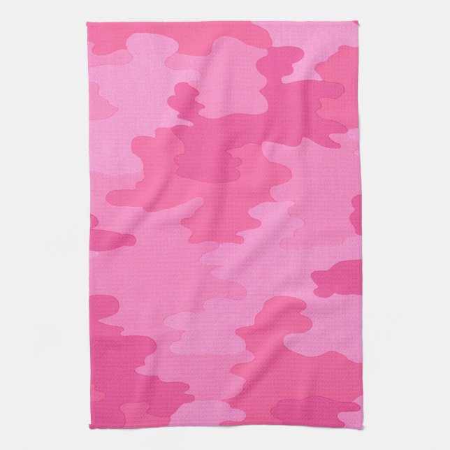 Toalla de cocina de camuflaje rosa caliente (Vertical)