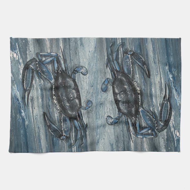 Toalla de cocina de cangrejo azul marino (Horizontal)
